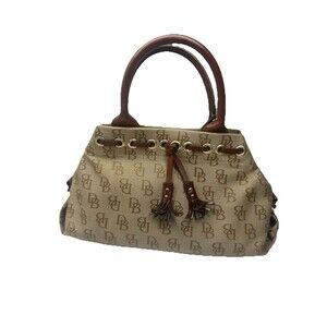 DOONEY & BOURKE Designer Purse Tote BagTAN BROWN #B6166940 duffle W/ HANDLE VTG